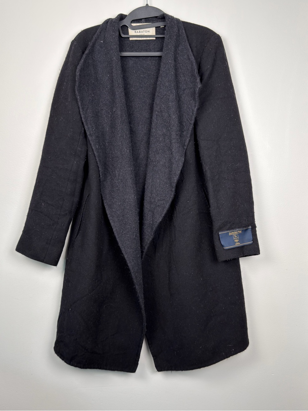 Aritzia Babaton Atelier Earl Coat Black Italian Double Face Wool Medium